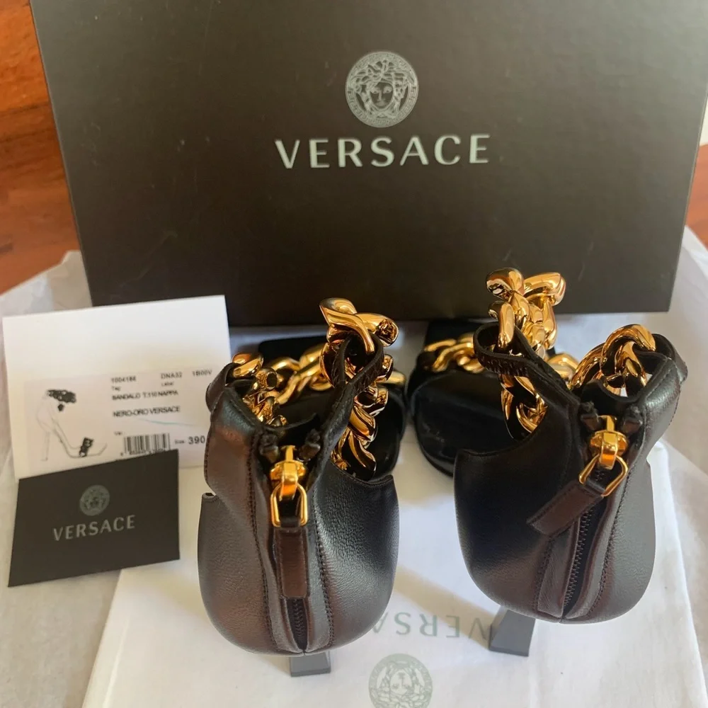 Gorgeous Versace Medusa Chain Heels Sandals - Picture 2 of 7